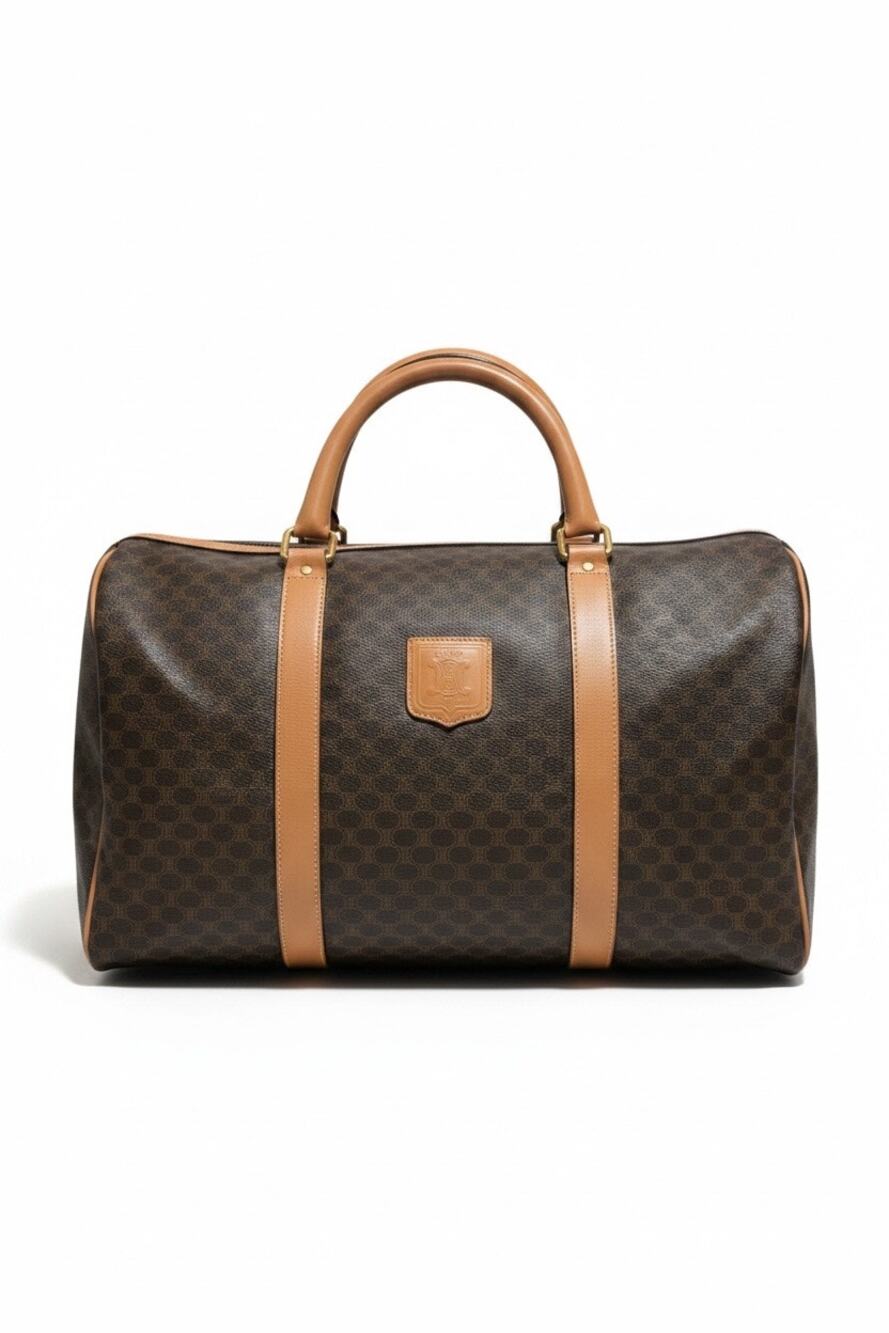 Celine Vintage 1992 Macadam Boston Duffle Bag Weekender Luggage 40